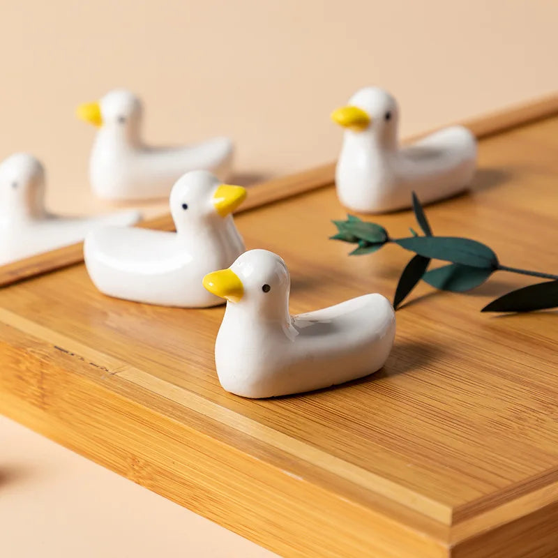 1-3pcs Duck Shape Ceramic Chopsticks Holder Spoon Rest