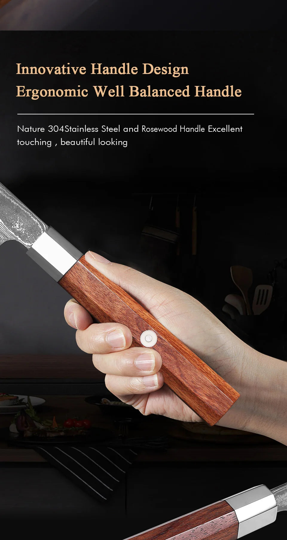 Mostodozo Japanese Kiritsuke Chef Knife 67-Layer Damascus Steel