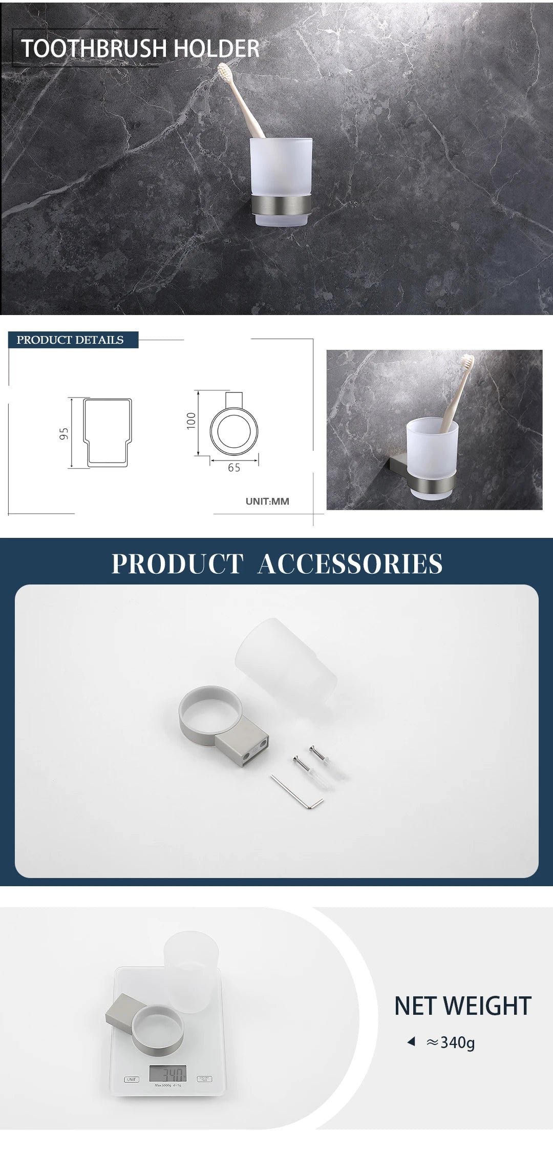 Brushed Towel Ring Holder Bar Rack Brush/Paper Holder