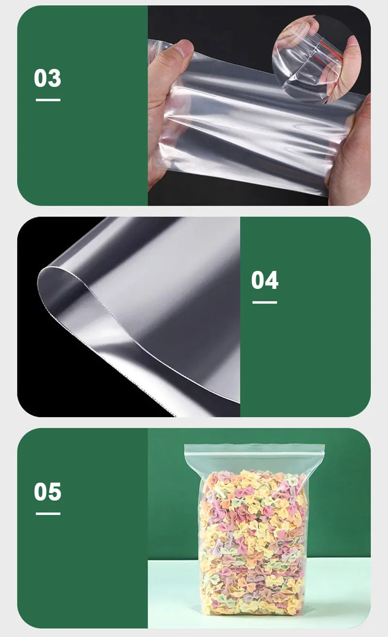 100 Small Plastic Ziplock Bags Resealable Transparent Jewelry