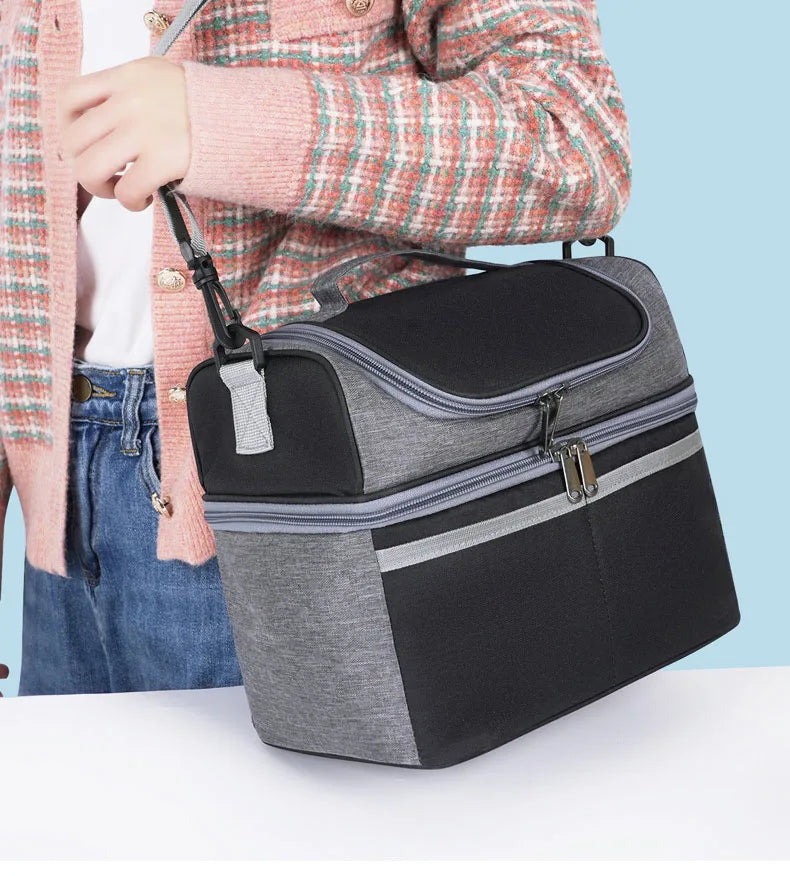 Oxford Large Capacity Cooler Bag Waterproof Zipper Thermal