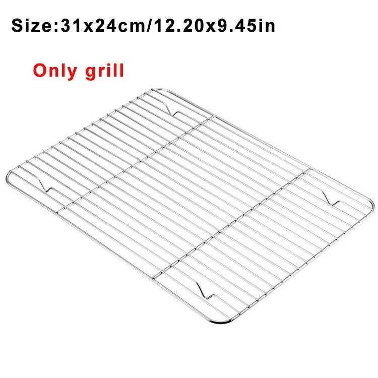 Rectangular Stainless Steel Grill Cookie Baking Pan Removable