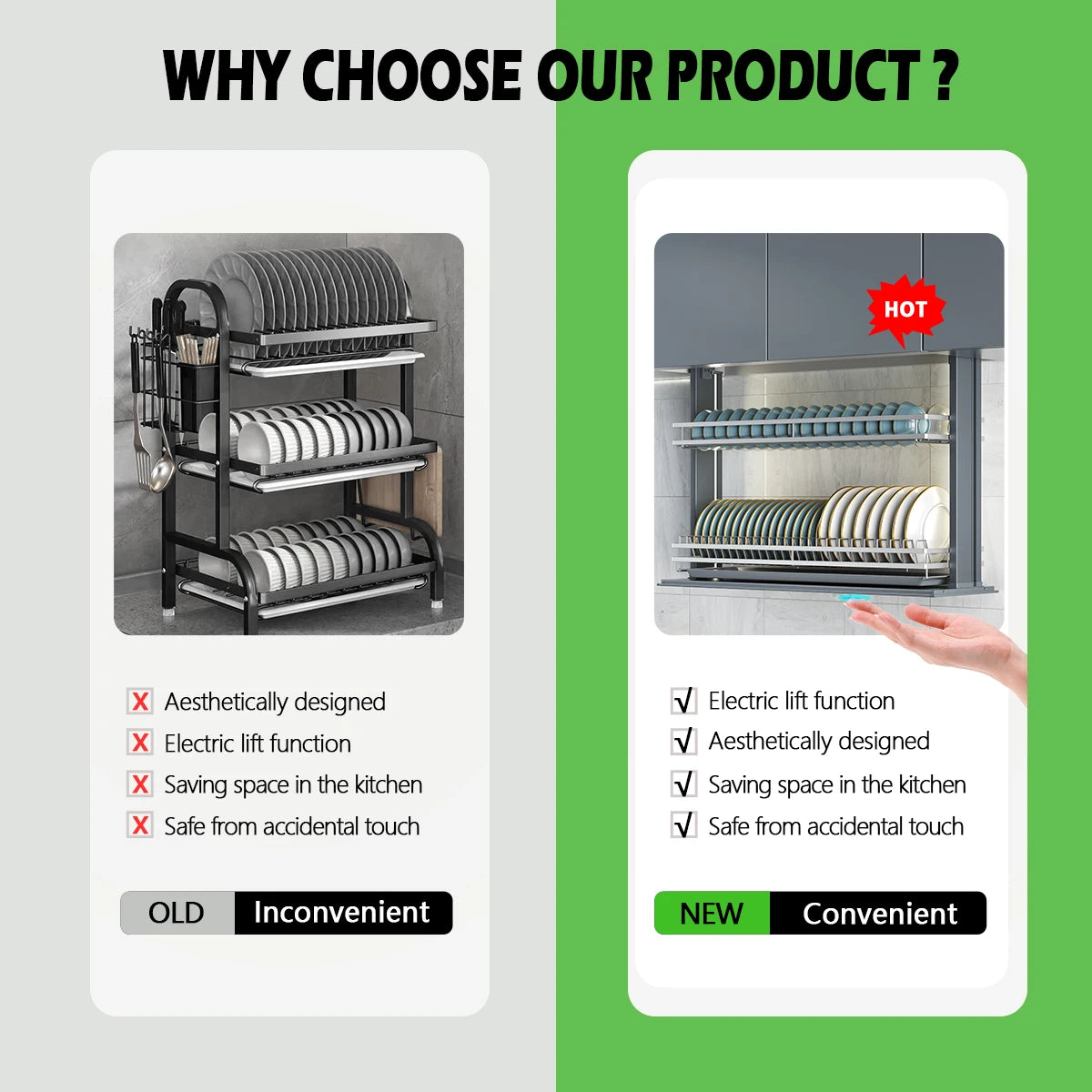 Angelparticle Smart Pull Down Cabinet Organizer-Electric Dish
