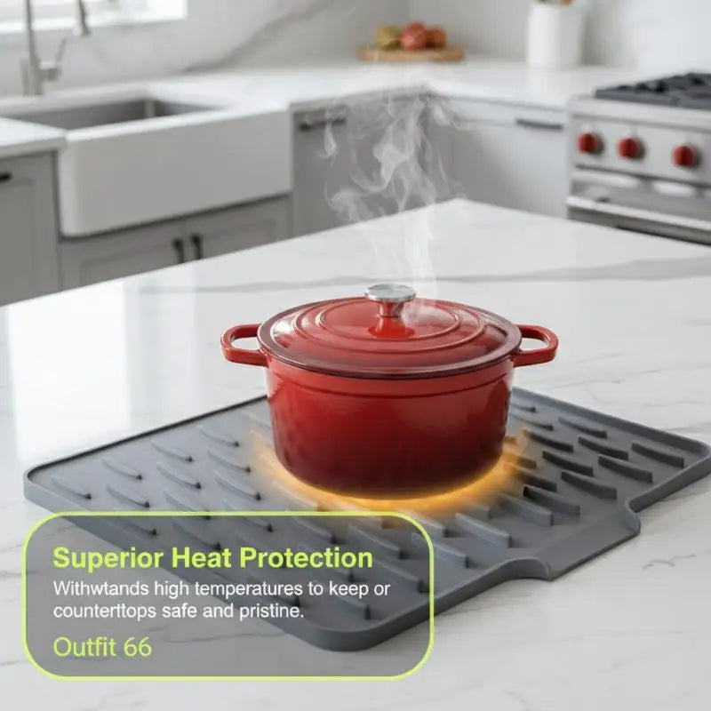 Silicone Dish Drying Mat Durable Tilted Water Drain