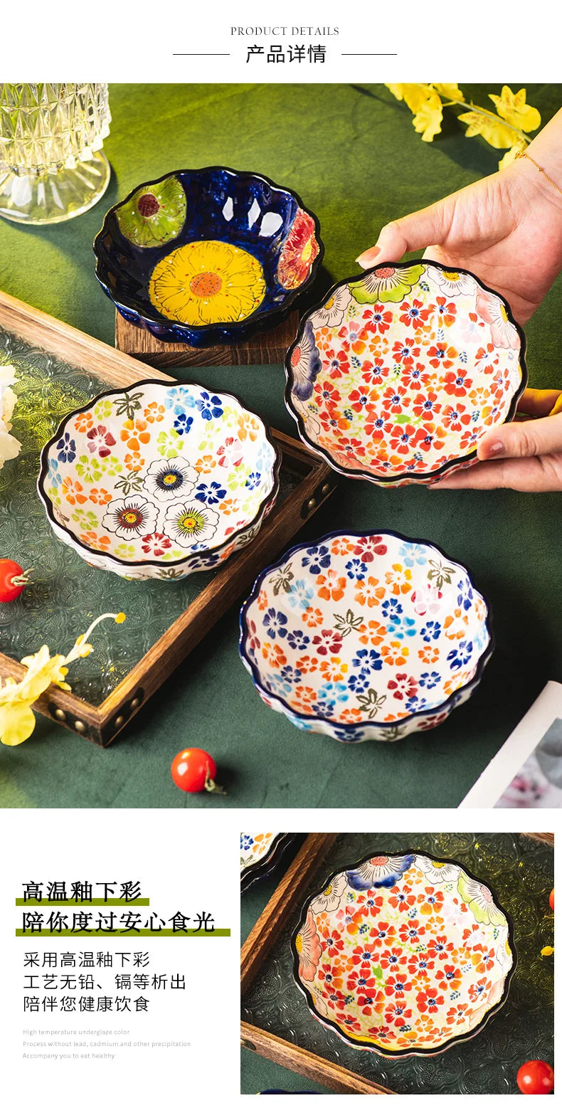 Ceramic Fruit Dessert Salad Bowl Plate Creative Retro