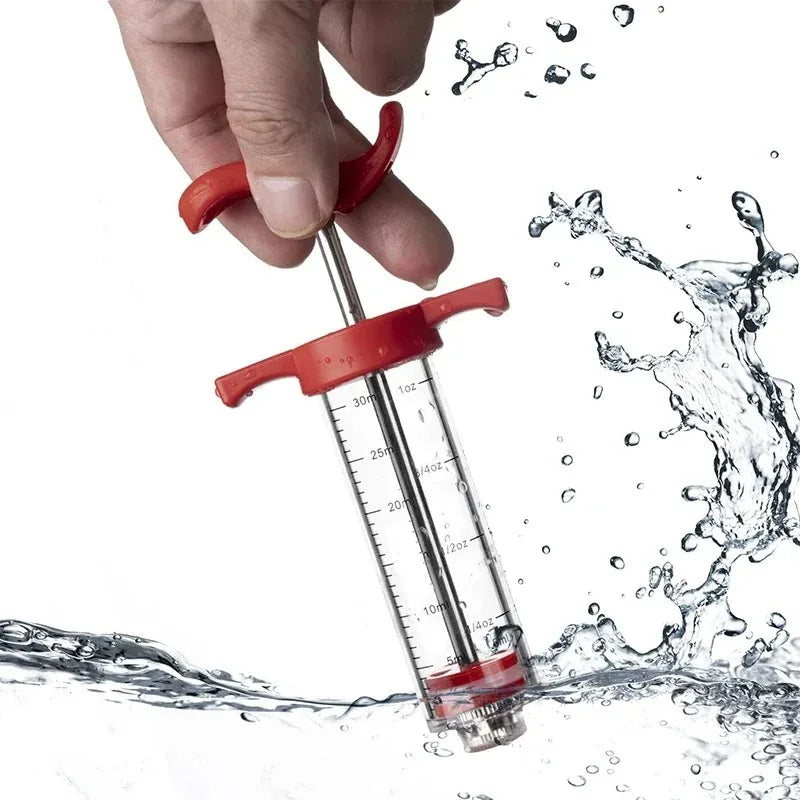 Meat Injector Syringe Stainless Steel Needles Bbq Grill