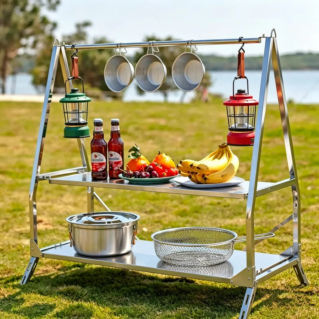 Outdoor Camping Storage Shelf Folding Shelf Storage Rack