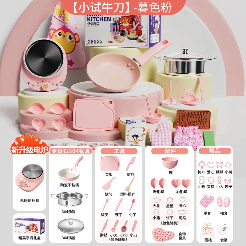 Mini Kitchenette Real Cooking Full Of Cooking Utensils