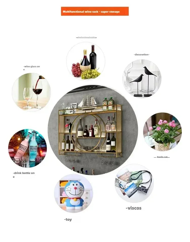 Modern Wall Mount Wine Rack Holder Glass Storage