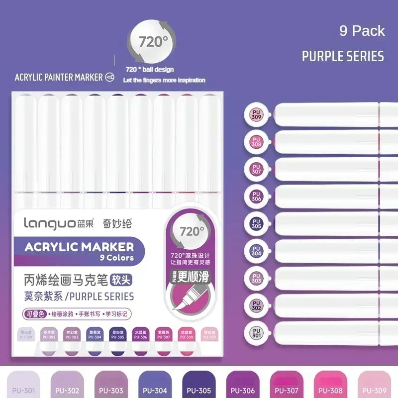 Languo 240/9 Colors Direct Liquid Acrylic Paint Pens