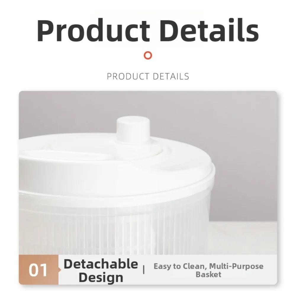 White Vegetable Dehydrator Salad Spinner Dryer Fruit Lettuce