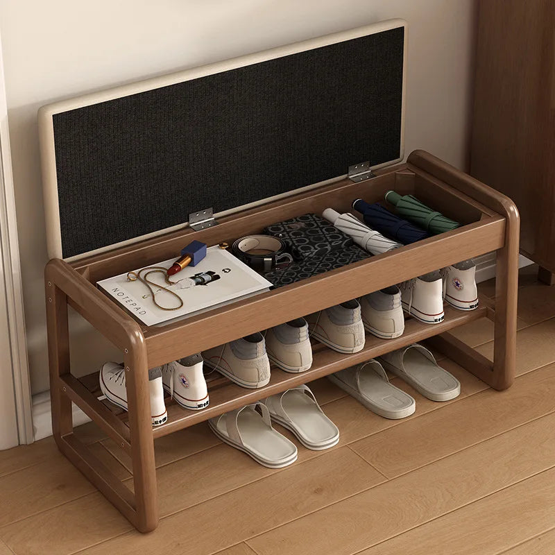 Solid Wood Storage Shoe Exchange Stool Solid Wood
