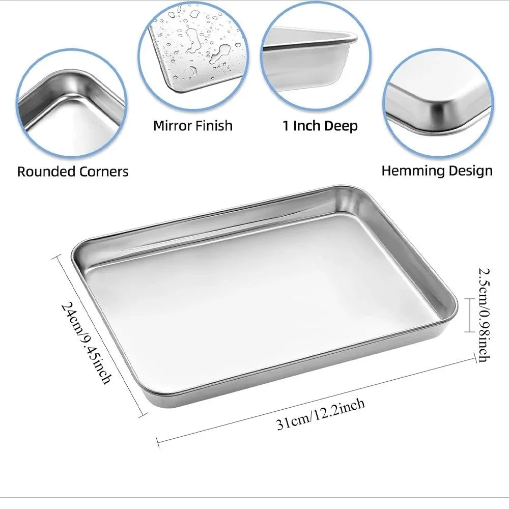304 Stainless Steel Baking Tray Grill Metal Rectangular