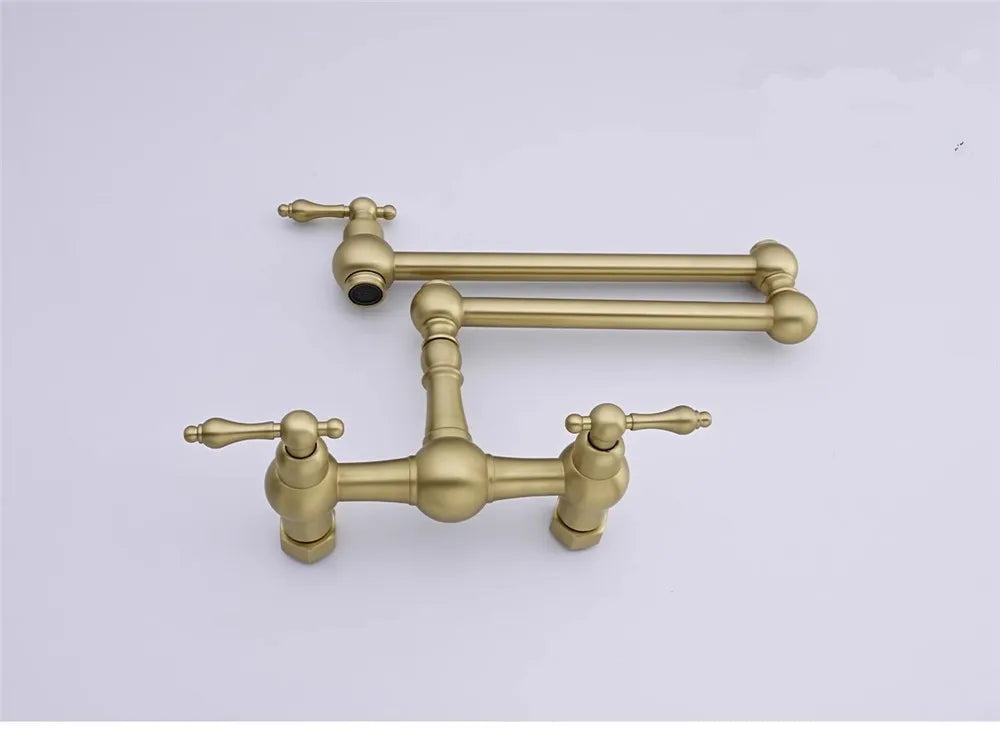 Brushed Gold Pot Filler Tap Black Foldable Faucet
