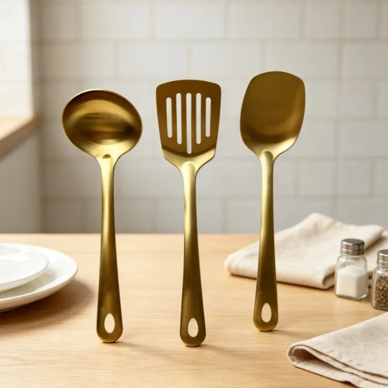 Gold Utensils Stainless Steel Cooking Cooking Spatula Slotted