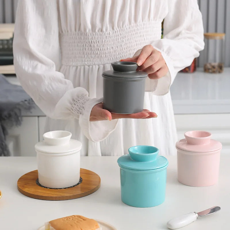 Ceramic Butter Dish Lid Western Style Cheese Butter