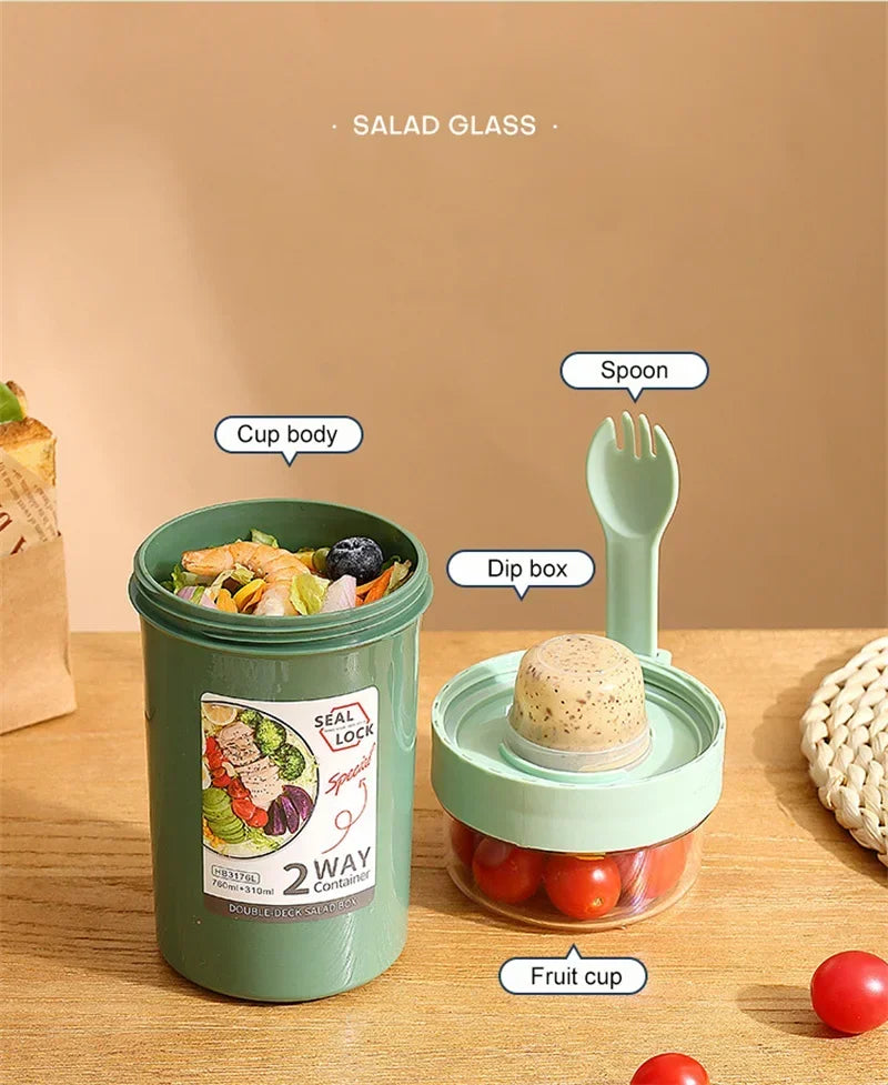 Bento Lunch Box Salad Oatmeal Breakfast Double Cup