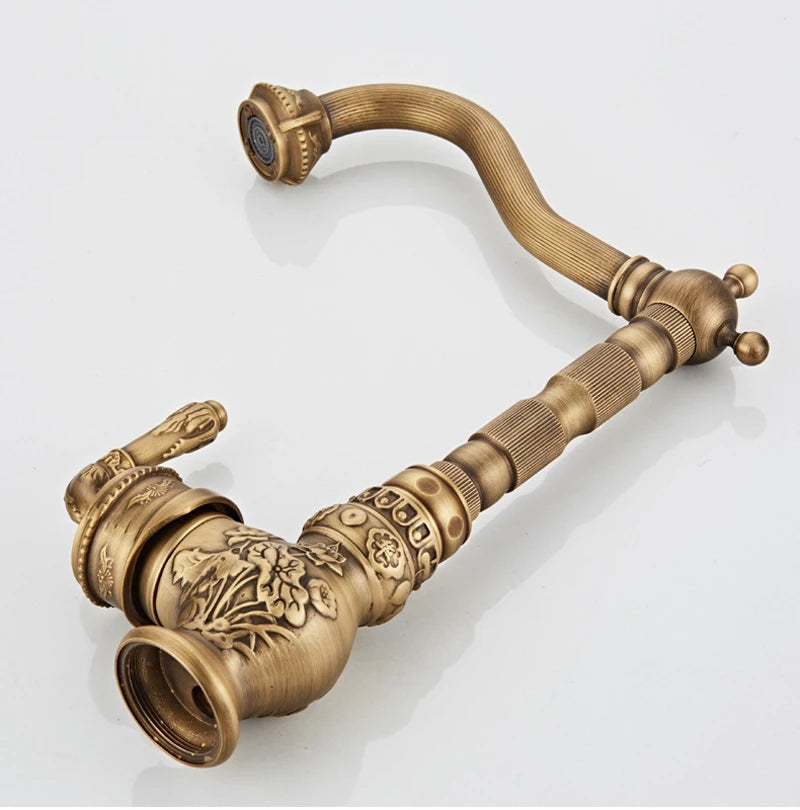 Faucet Vintage Antique Cold Rotating Bathroom Sink Carved