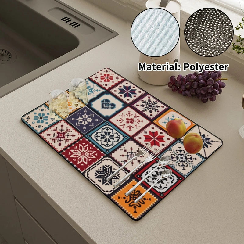 Dish Drying Mat Super Absorbent Draining Mat Large