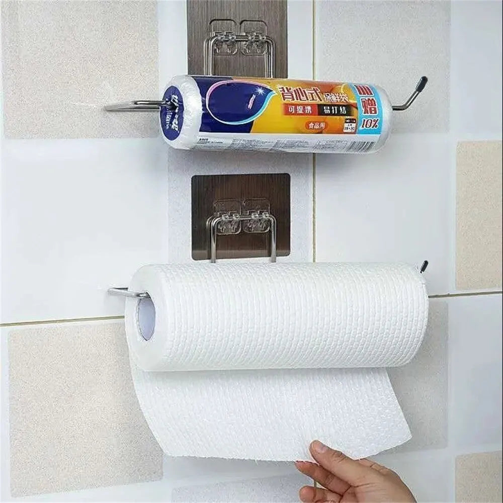 2pcs Paper Towel Holder Adhesive Toilet Paper Rack