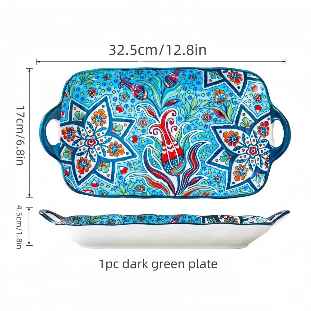 1pc Bohemian Style Ceramic Fish Dish Handle 12