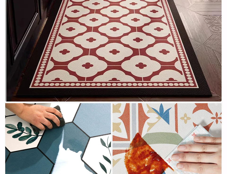 Floor Mat Long Rug Waterproof Non-Slip Pvc Leather