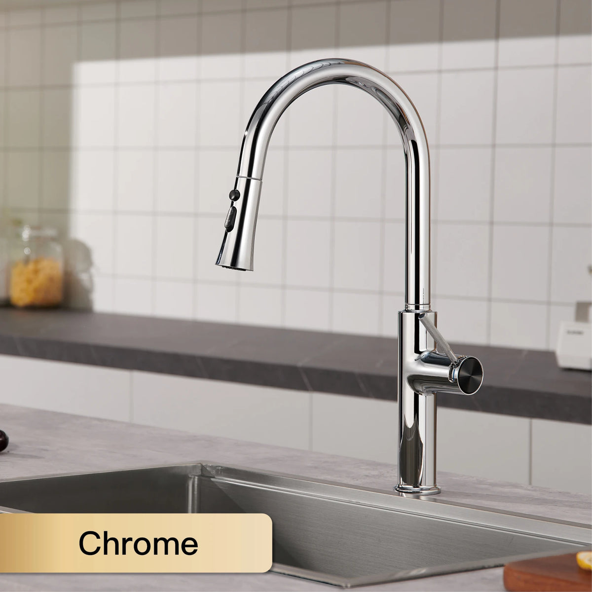 Aitana Pull Out Design Gun Grey Faucet Simple