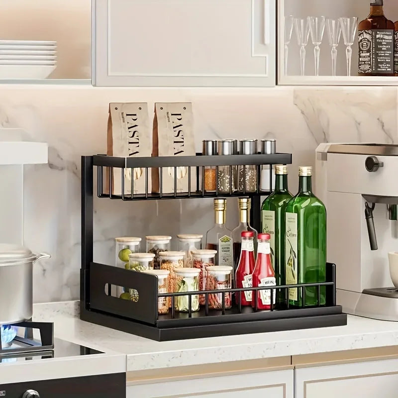 Pull Out Organizer Shelf Tier Storage Rack Large