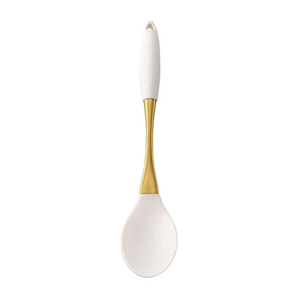 1pc Silicone Kitchenware Cooking Utensils White Gold Spatula