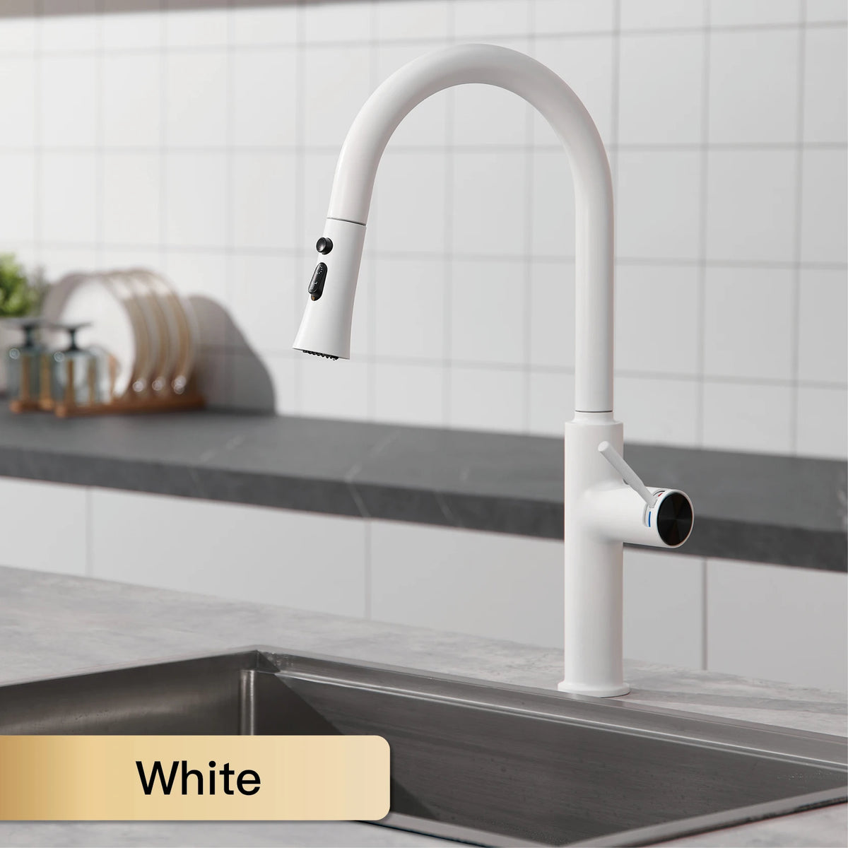 Aitana Pull Out Design Gun Grey Faucet Simple