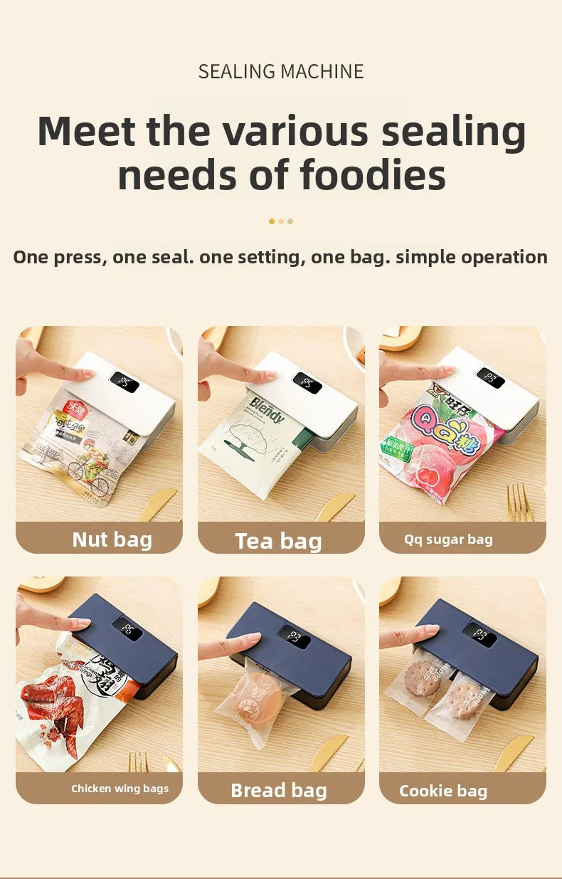 Compact In Rechargeable Bag Sealer Heat Seal Cutter