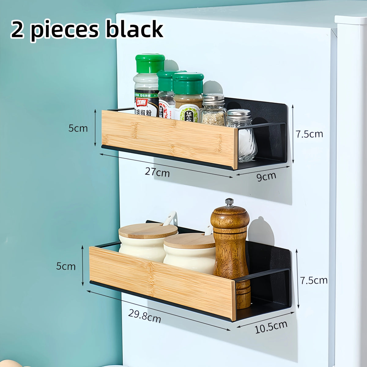 Magnetic Fridge Shelf Spice Storage Rack Black Iron