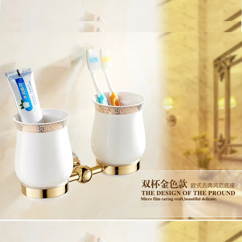 Shower Shelf Toilet Paper Holder Golden Crystal Wall