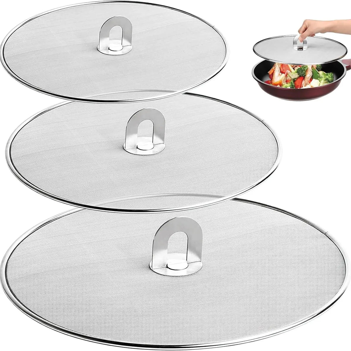 3-Piece Splatter Screen Frying Pans 13 /11 /9