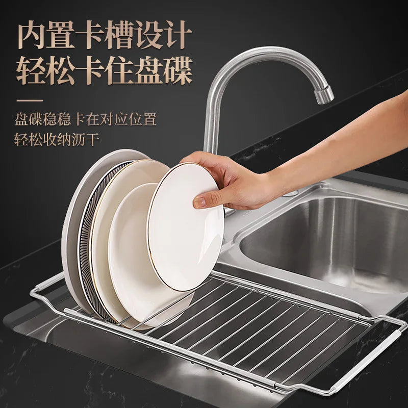 Drain Rack Expandable Over Sink 304 Stainless Steel