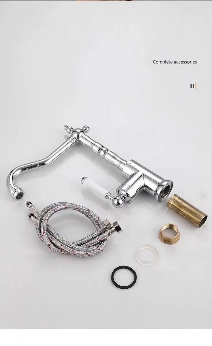 French Vintage Faucet Brass European Classical Silver Faucet