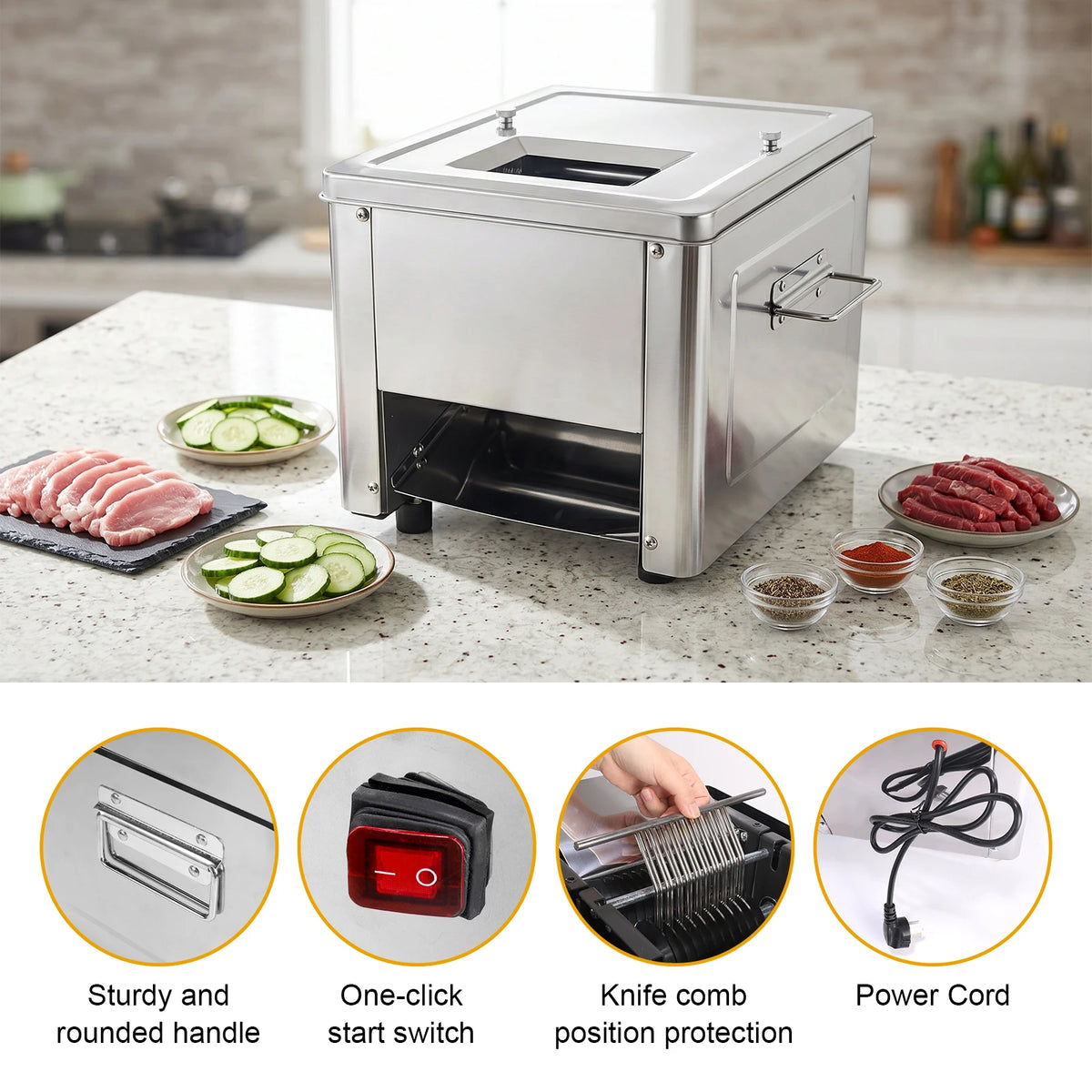 Commercial 850w Stainless Steel Electric Meat Slicer Meat