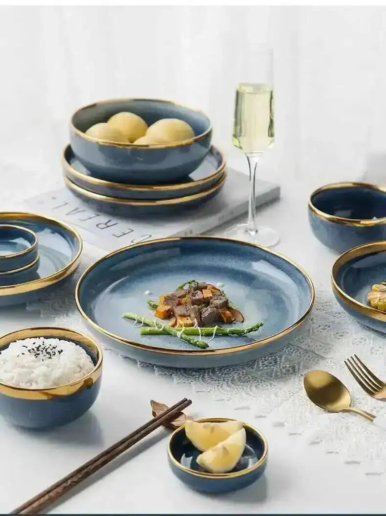 1pcs Ceramic Dishes Steak Dessert Dinner Plate Gradient