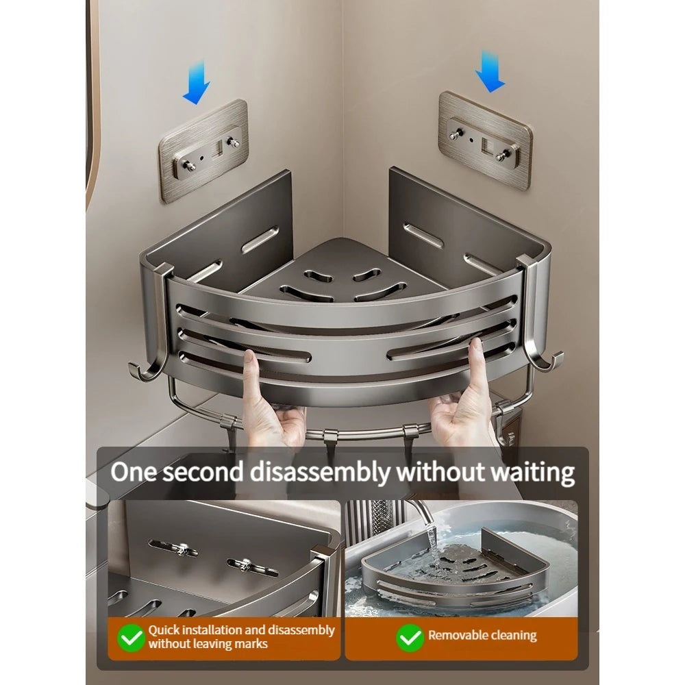 No Drill Sticker Walls Installation Aluminum Bathroom Shelf