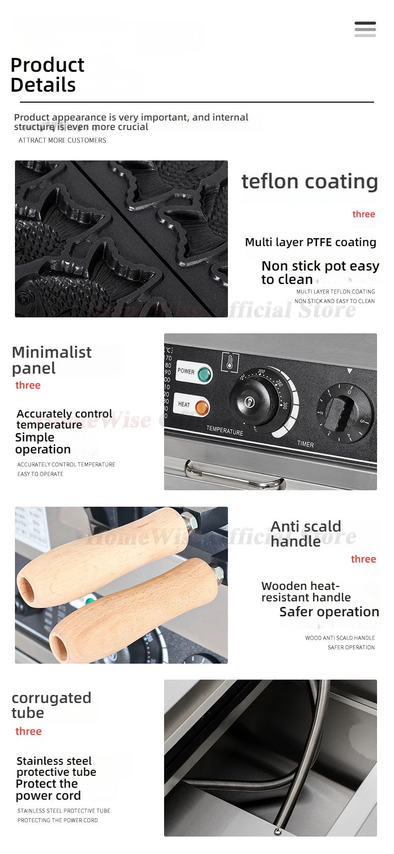 Homewise Taiyaki Maker Fish Waffle Machine Fish Cake