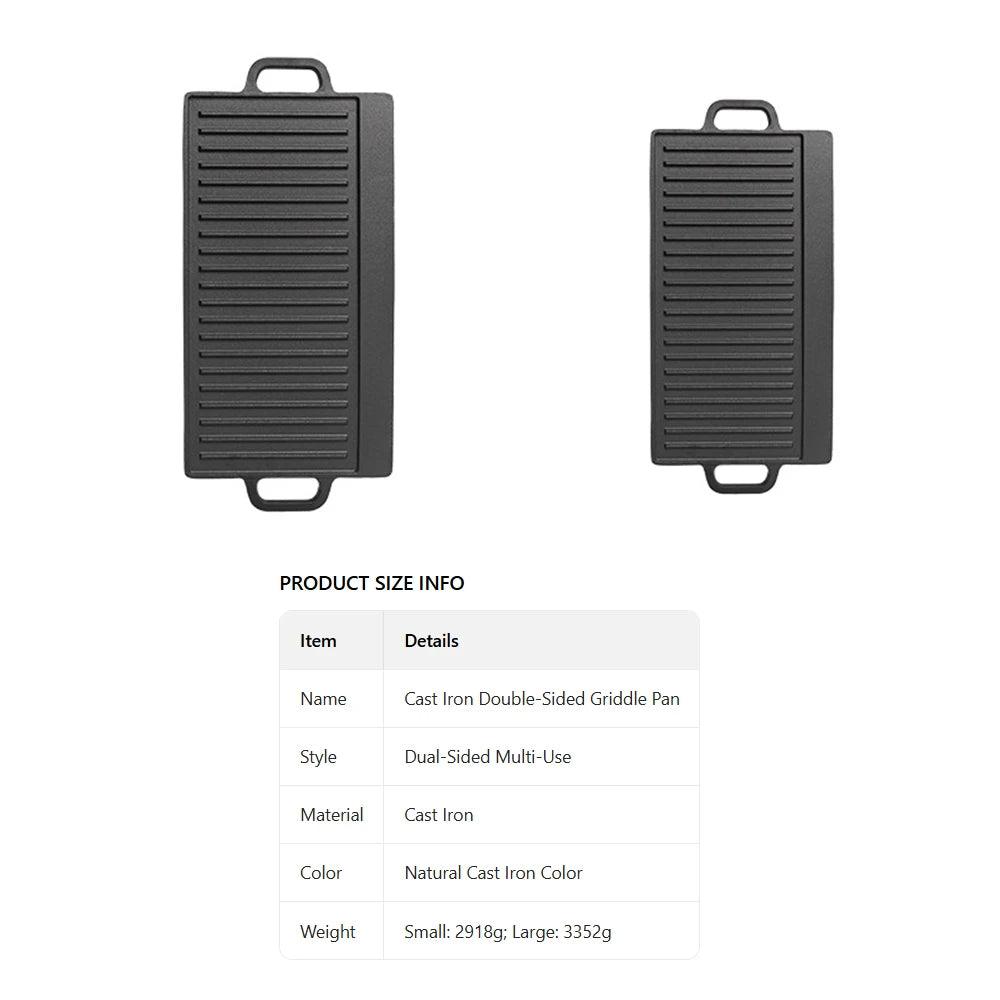 Cast Iron Reversible Grill Griddle Double Sided Grill
