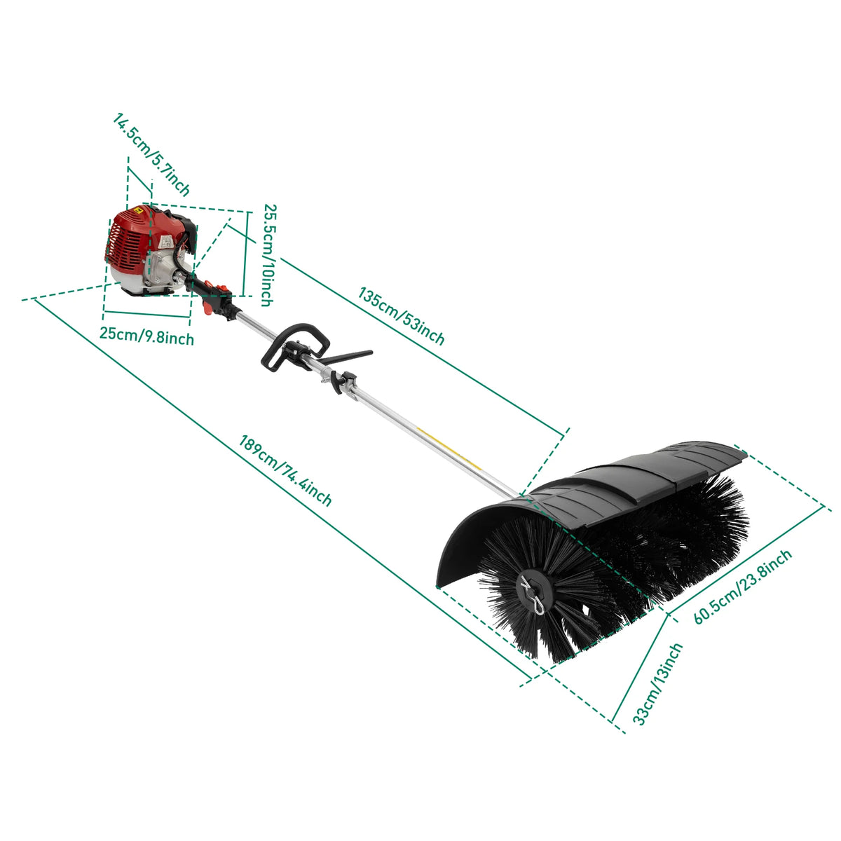 Handheld Power Bbroom 25kw Nylon Brush Head Sweeper