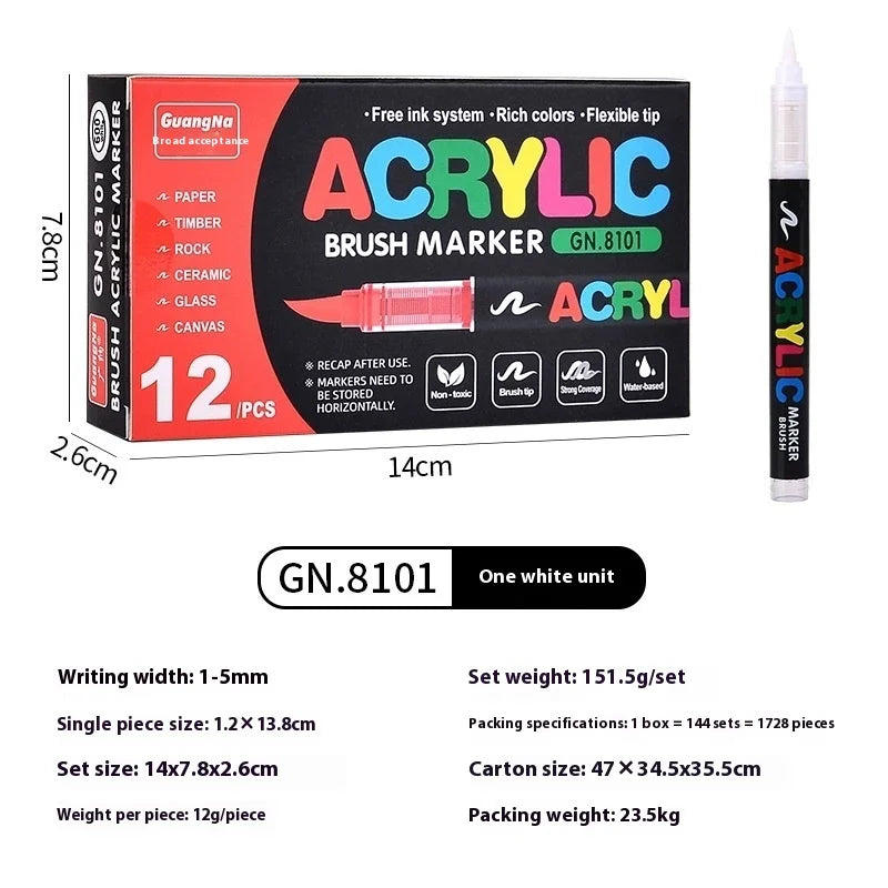 12-240 Colors Acrylic Paint Pens Pencil Brush Markers