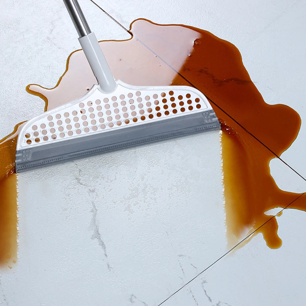 Silicone Floor Scraper Broom - Non-Stick Hair &