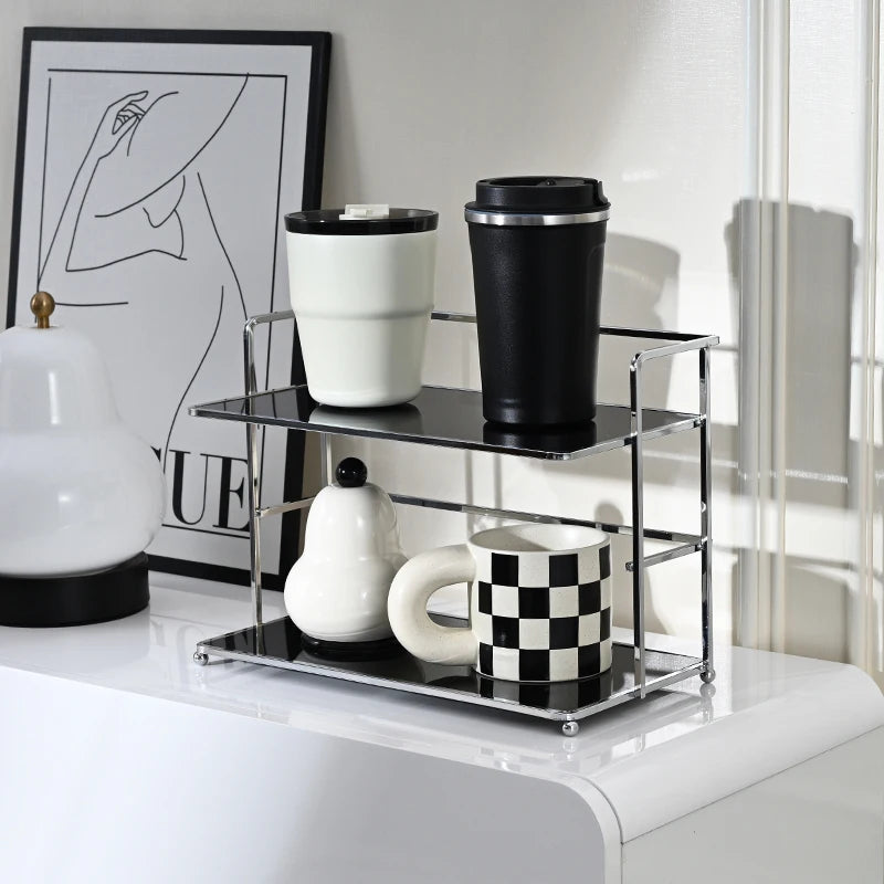 1pc Double-Layer Desktop Storage Rack Acrylic Organizer Cup