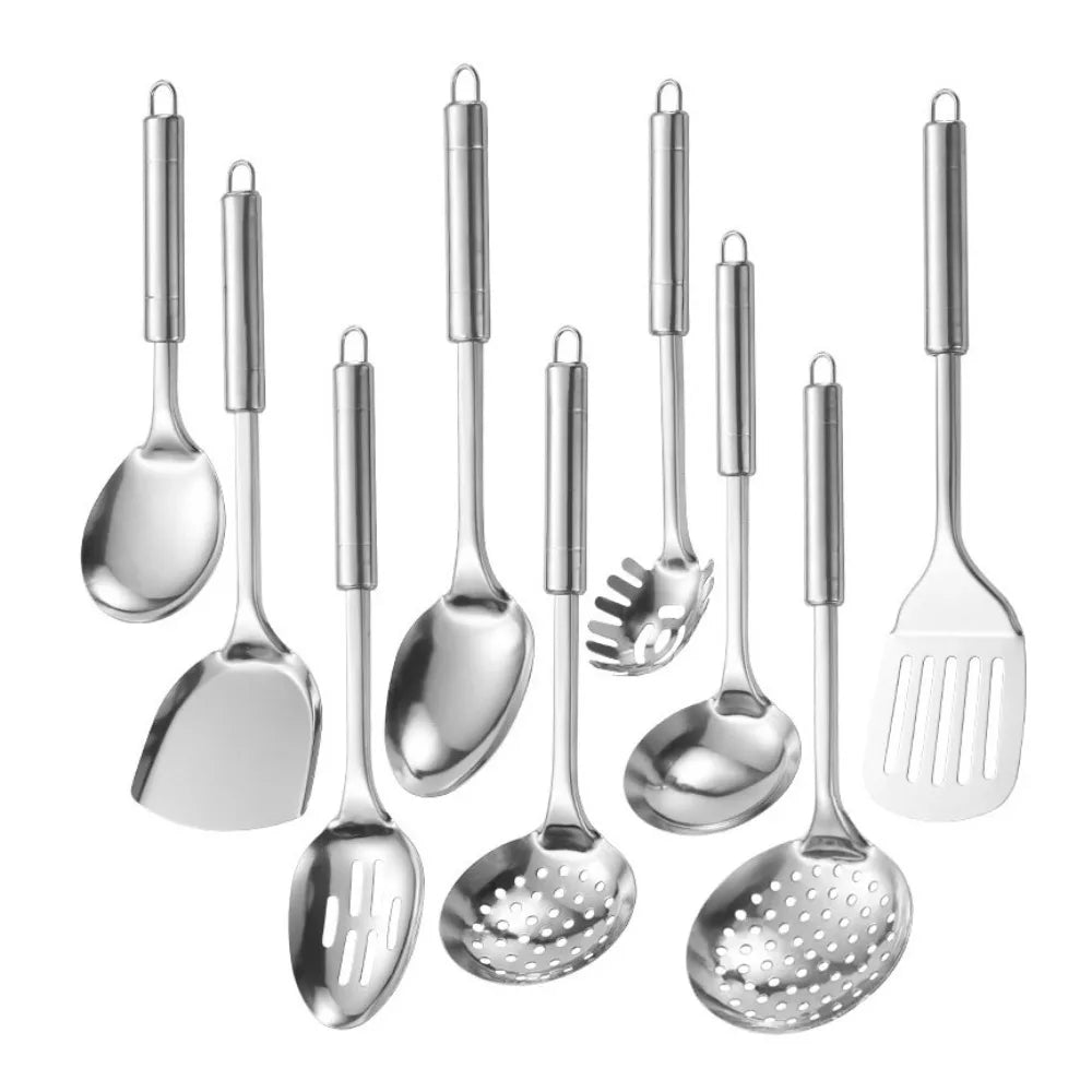 9pcs Cookware Stainless Steel Cooking Utensils Rust-Proof Durable