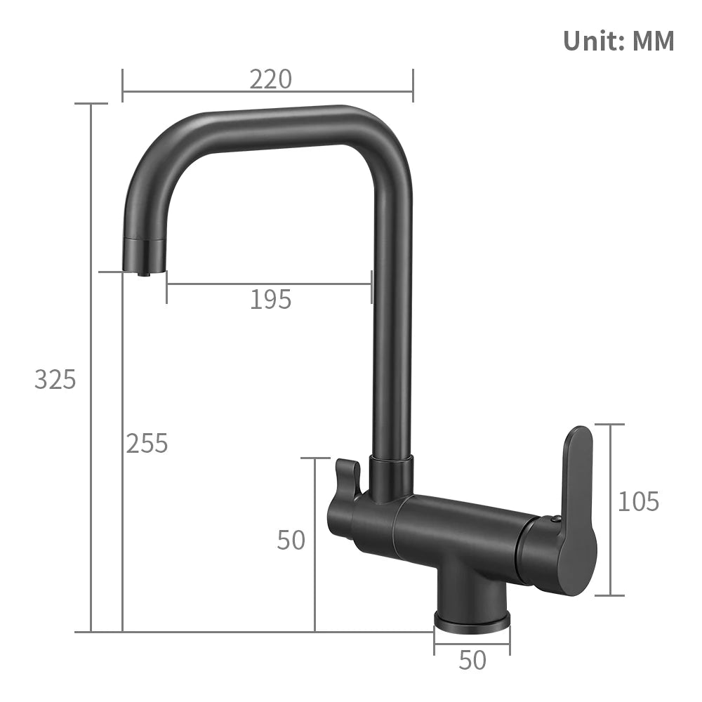 Grey Color Faucets Folded Waterfilter Taps Mixer Drinking