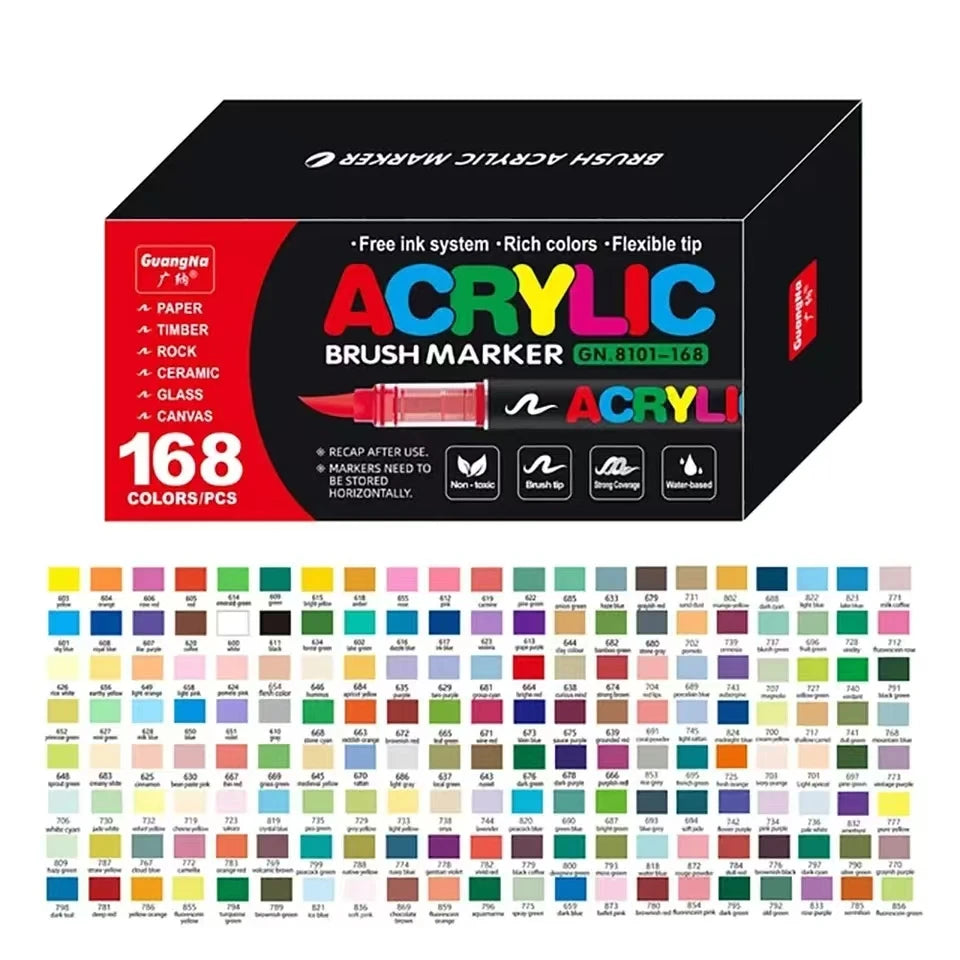 Guangna 120/168/240 Colors Acrylic Markers Dual Brush Pens