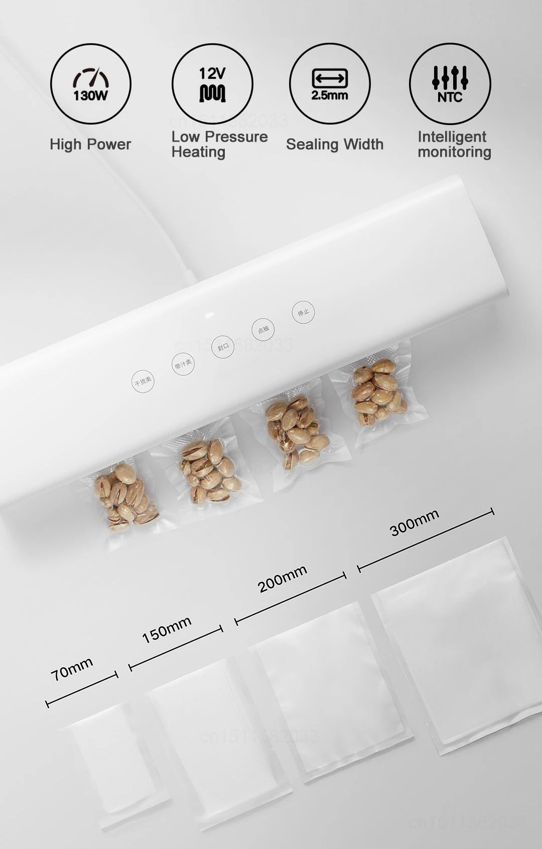 Mijia Vacuum Sealer Machine 70kpa Suction Dry/Moist Modes