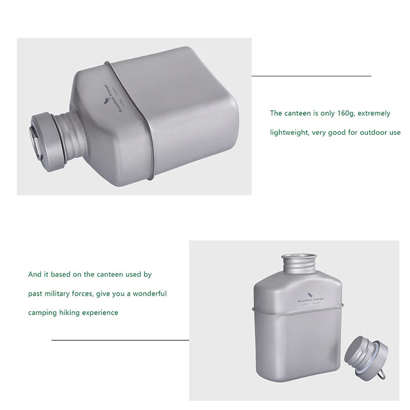 Boundless Voyage Cooking Titanium Military Canteen Bottle Outdoor